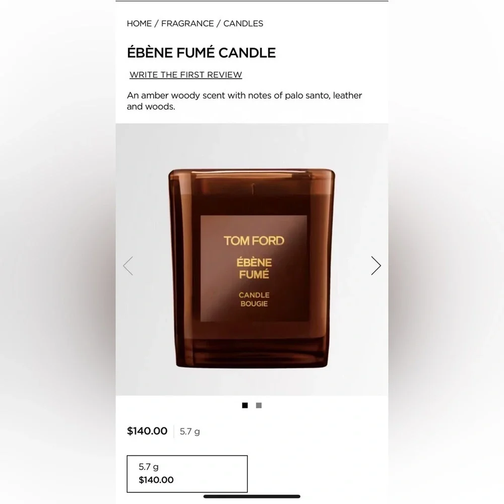 NEW Tom Ford Ébène Fumé Candle With Gift Box